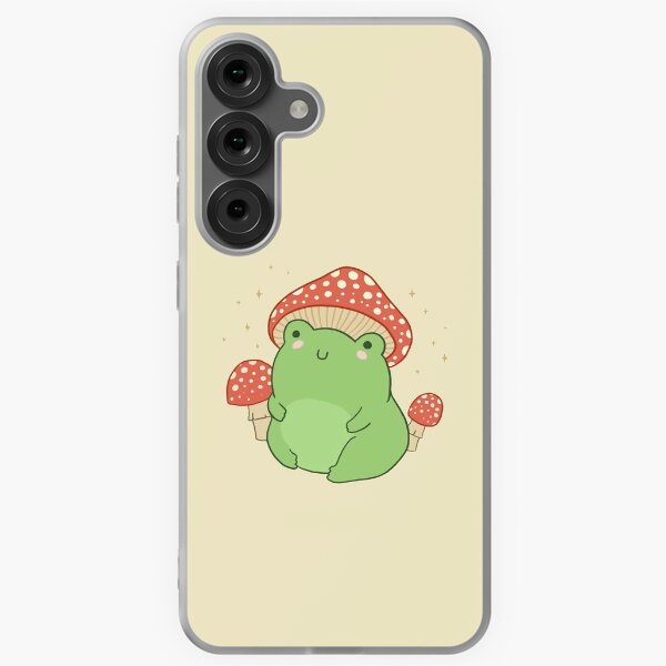 Item preview, Kawaii Frog with Mushroom Hat: Cottagecore Aesthetic Froggy, Chubby Toad in Forest Themed Fantasy Toadstools designed and sold by MinistryOfFrogs.