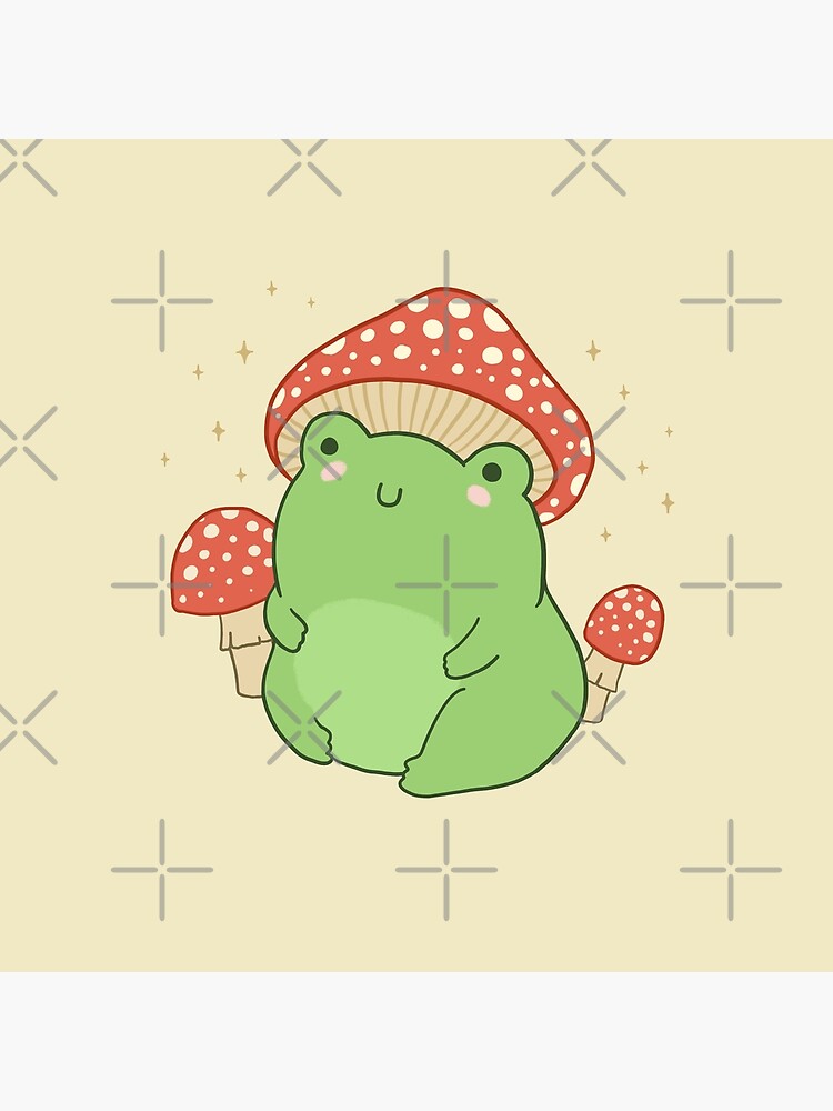 Kawaii Frog with Mushroom Hat: Cottagecore Aesthetic Froggy