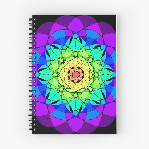 Aperçu de l'œuvre  Mandala en vitrail arc-en-ciel Spiro créée et vendue par patternedprints.