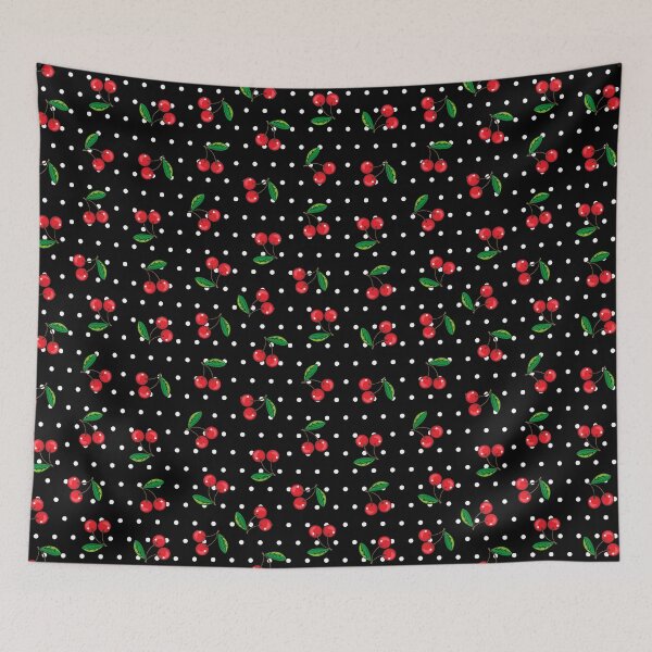 Item preview, Red Cherries and Polka Dots Rockabilly Pattern designed and sold by HotHibiscus.