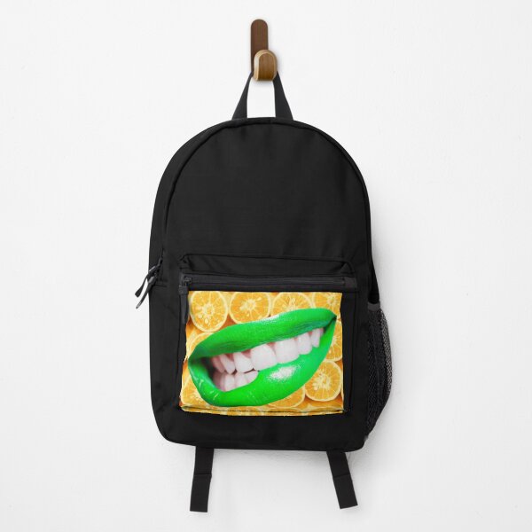 Item preview, Luscious green lips on a background of zesty oranges designed and sold by cheeseonbread.