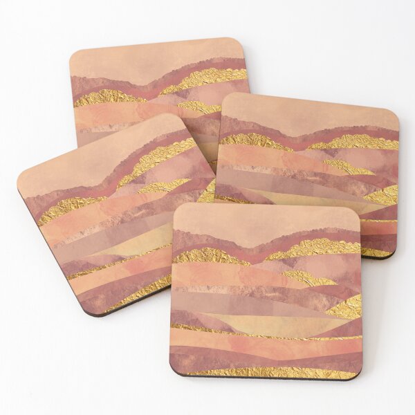 Item preview, Muted Boho Hills and Mountains Landscape Gold Metallic designed and sold by SparrowsEndArt.