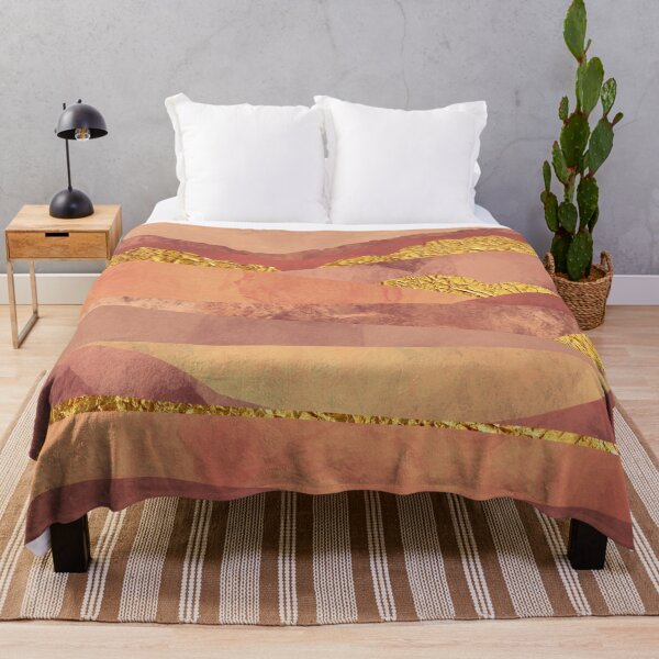 Item preview, Muted Boho Hills and Mountains Landscape Gold Metallic designed and sold by SparrowsEndArt.