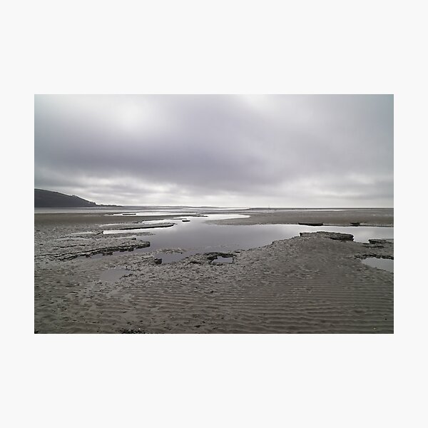 Item preview, Beach Water Pools & Cloudy Sky - Coastal Landscape - Llansteffan designed and sold by Harmony Of The Mind.