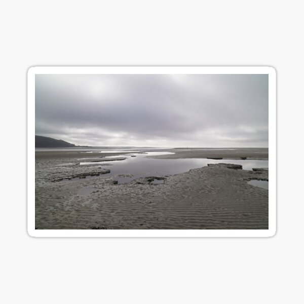 Item preview, Beach Water Pools & Cloudy Sky - Coastal Landscape - Llansteffan designed and sold by Harmony Of The Mind.