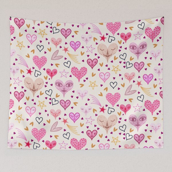 Item preview, Funny heart face, love hearts & shooting stars, sketch designed and sold by Melanie-Palmer.