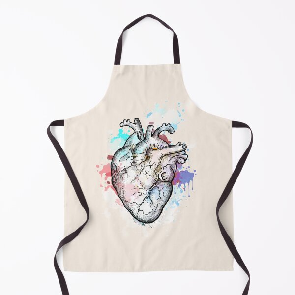 Item preview, Watercolor human heart, black and color, anatomy art designed and sold by Collagedream.