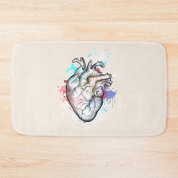 Item preview, Watercolor human heart, black and color, anatomy art designed and sold by Collagedream.