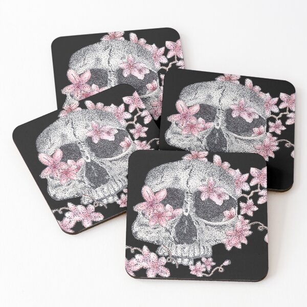 Item preview, Skull With Cherry Blossoms designed and sold by DotInk.