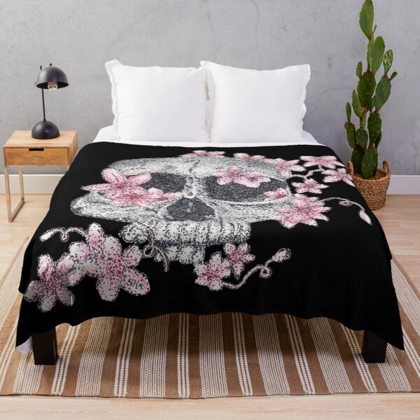 Item preview, Skull With Cherry Blossoms designed and sold by DotInk.