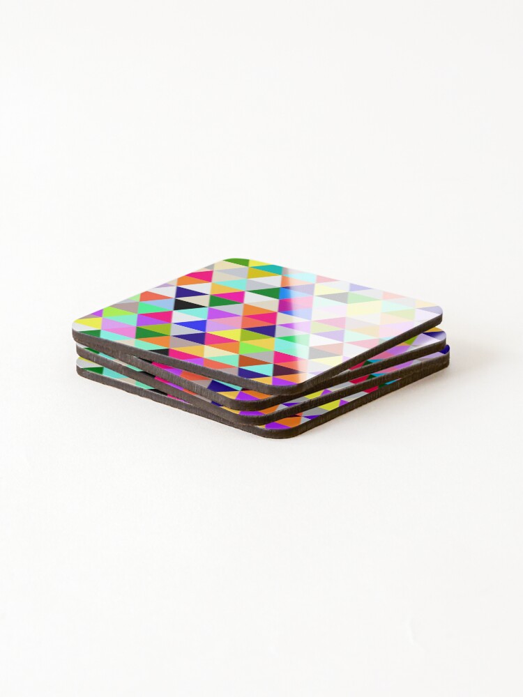 Thumbnail 4 of 5, Coasters (Set of 4), Patterns triangle color designed and sold by RazzArt.