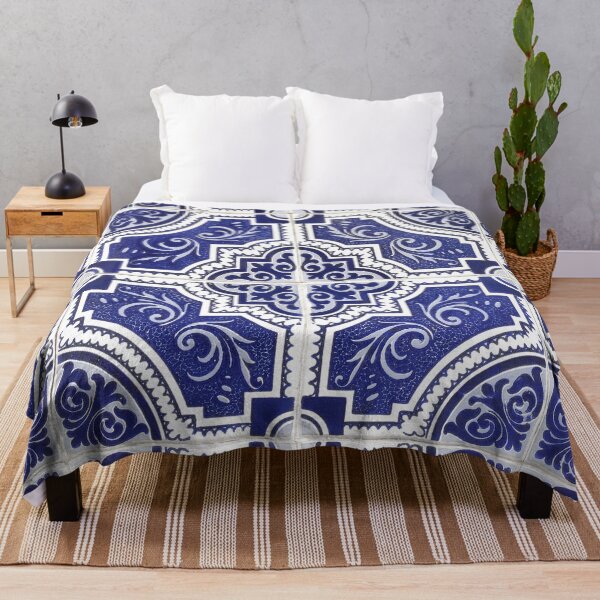 Item preview, Rustic Vintage Portuguese Tiles Pattern - Azulejo Blue and White designed and sold by idovedesign.