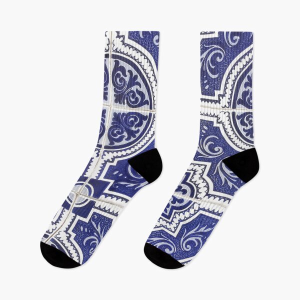 Item preview, Rustic Vintage Portuguese Tiles Pattern - Azulejo Blue and White  designed and sold by idovedesign.