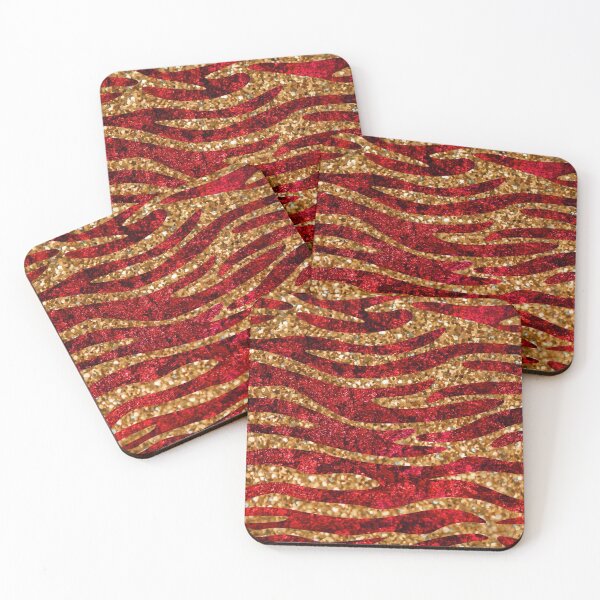Item preview, Red gold Glitter Zebra pattern designed and sold by Printedarts.