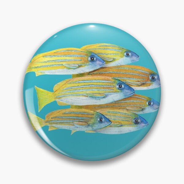 Item preview, Fish shoal yellow and blue watercolor designed and sold by Giana Tenius.
