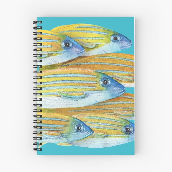 Item preview, Fish shoal yellow and blue watercolor designed and sold by Giana Tenius.