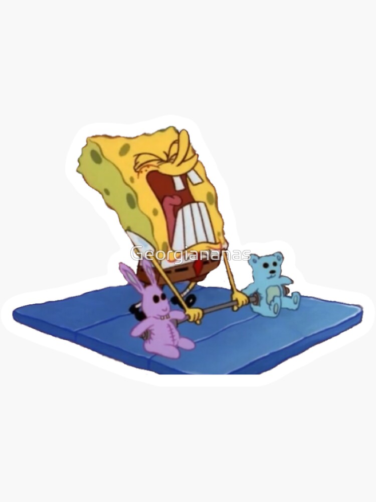 spongebob lifting stuffed animals