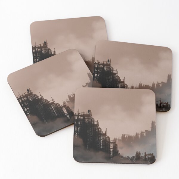 Item preview, Black And White Retro Futurism Smog Industrial Urban Refinery Landscape Sunset designed and sold by WillPowerApp.