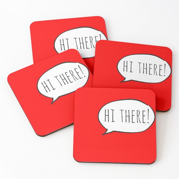 Item preview, Cheerful HI THERE! with white speech bubble on red designed and sold by Ofeefee.