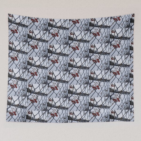 Item preview, Berries and Chain Link Fence in Winter designed and sold by 10pmCreations.