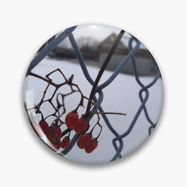 Item preview, Berries and Chain Link Fence in Winter designed and sold by 10pmCreations.