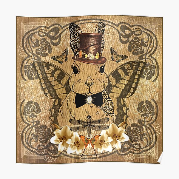 steampunk bunny / funny rabbit Poster