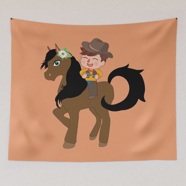 Item preview, Flamingo youtube Flamingo Plush cowboy face on a cute pony  horse, horse to meet you , cartoon cowboy, cute female pony designed and sold by SGS-.