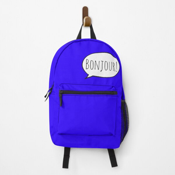 Item preview, Cheerful BONJOUR! with white speech bubble on blue (Français / French) designed and sold by Ofeefee.