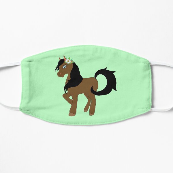 Masque Cheval Brun Mignon De Petite Fille Avec De Longs Cheveux Noirs Et Des Yeux Bleus Cheval Pour Vous Rencontrer Met La Fleur De Camomille Sur Sa Tete Par Sgs Redbubble