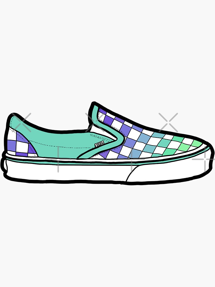 Neon Green checkered Slipon Shoes Sticker for Sale by Inkouragements Redbubble