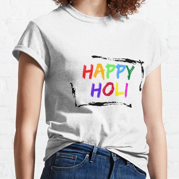 happy holi printed t shirt