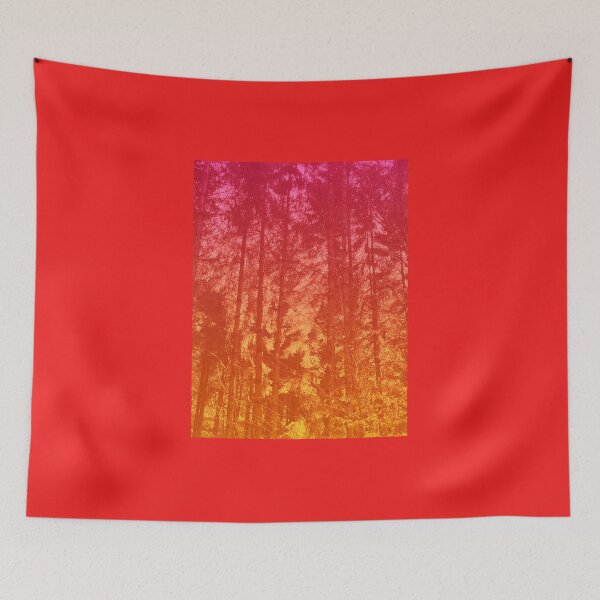 Item preview, Photograph of a forest, edited in different shades of red designed and sold by Pelikancrazy.