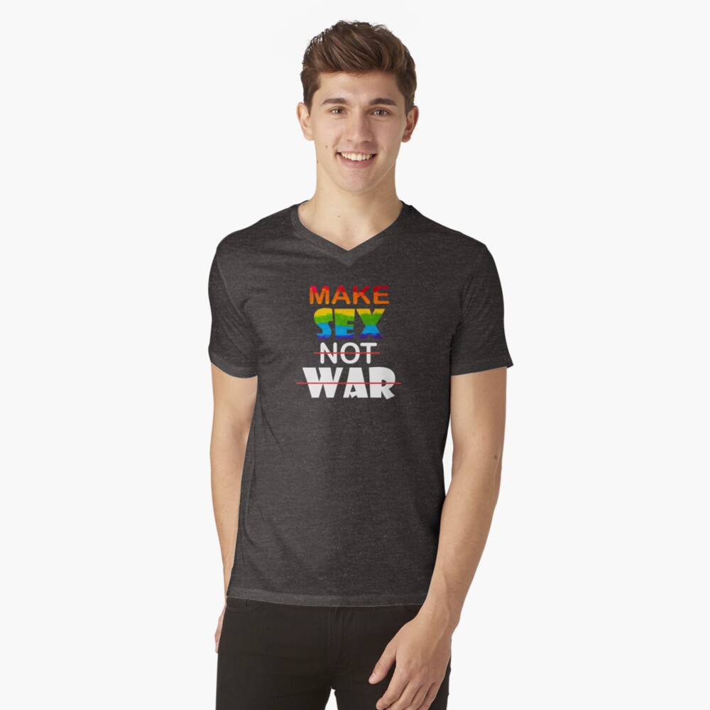 Make sex not war Watercolor LGBT Love Wins Rainbow Paint Typographic