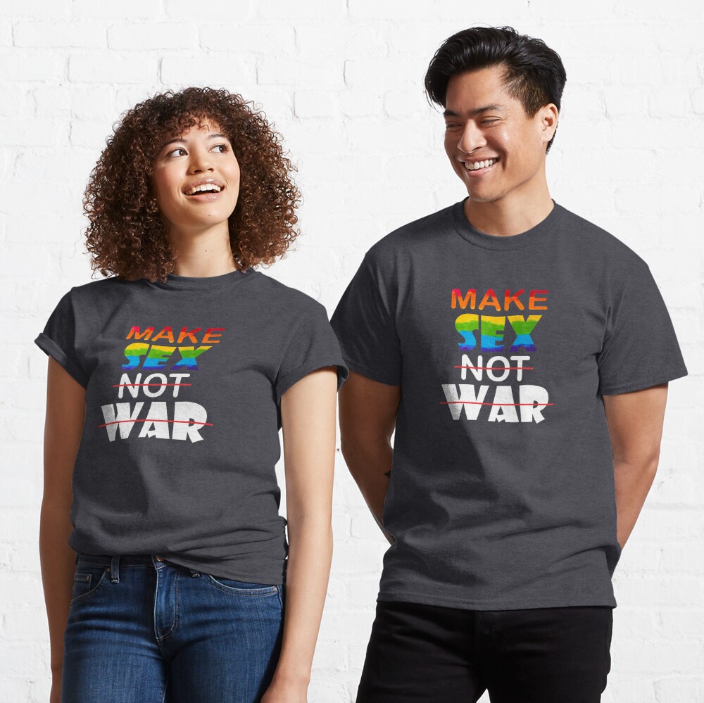 Make sex not war Watercolor LGBT Love Wins Rainbow Paint Typographic