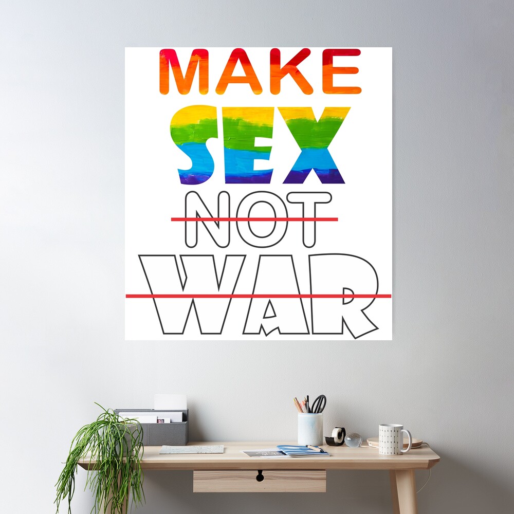 Make sex not war Watercolor LGBT Love Wins Rainbow Paint Typographic