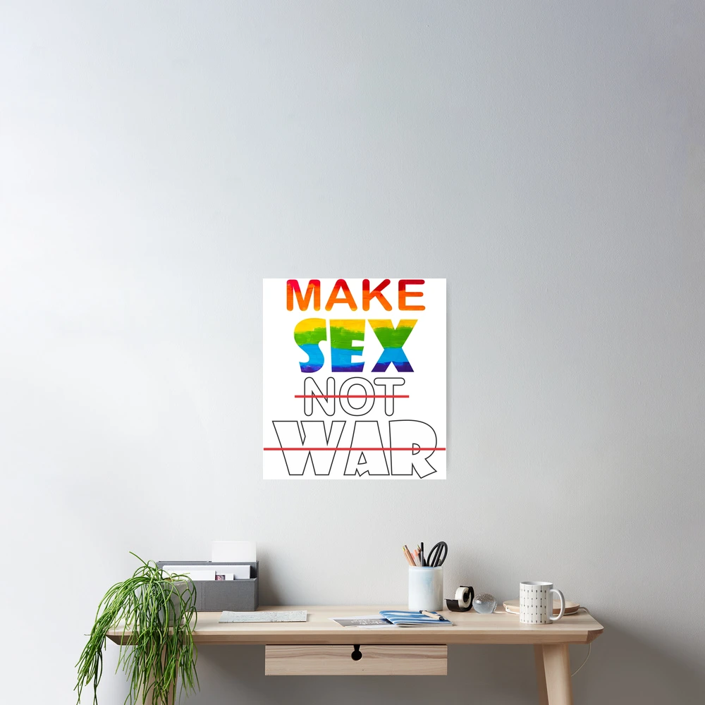 Make sex not war Watercolor LGBT Love Wins Rainbow Paint Typographic