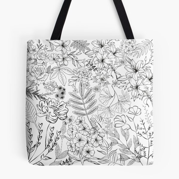 Aperçu de l'œuvre Oeuvre de plantes en noir et blanc - fleurs et feuilles créée et vendue par ceca95.