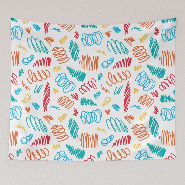 Item preview, Seamless colorfull pattern hand drawn scrawl sketch. Freehand scribble line drawing.  designed and sold by Kizuneko.