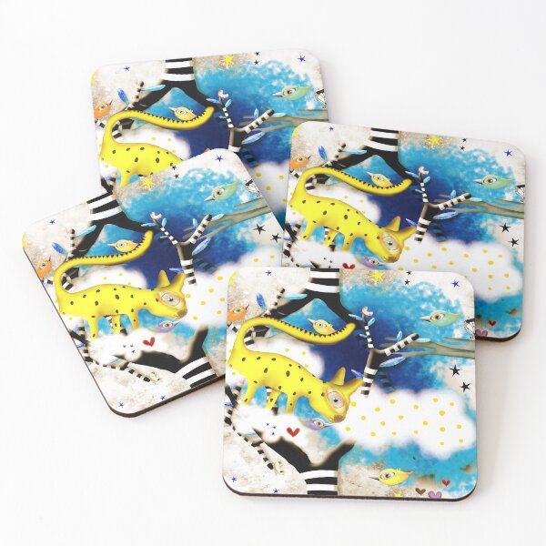 Item preview, Leopard - Yellow polka dots clouds constellation birds stars designed and sold by rupydetequila.
