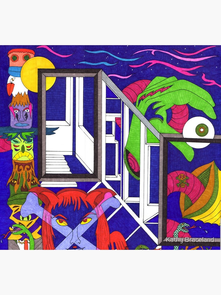 "Surrealism Doors, Eyes, Totem Pole, Outer Space, Faces, Devil Woman