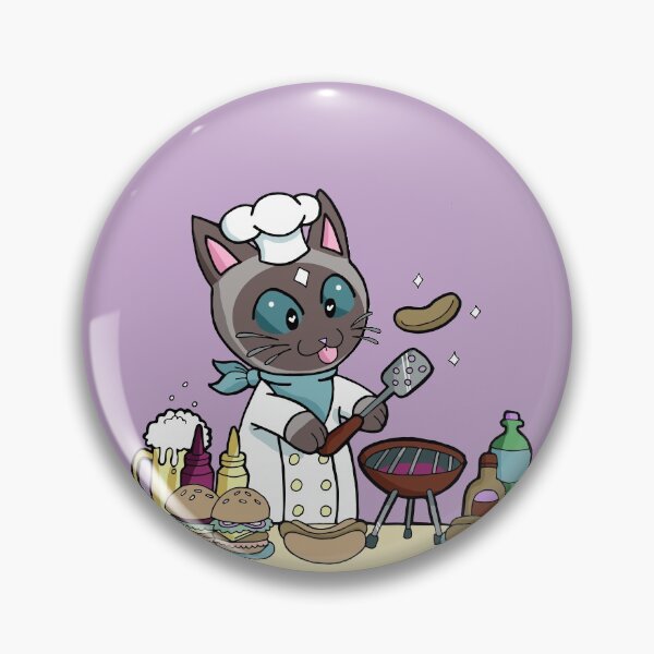 Item preview, Cute Kawaii Siamese BBQ Cat designed and sold by inkandpink.