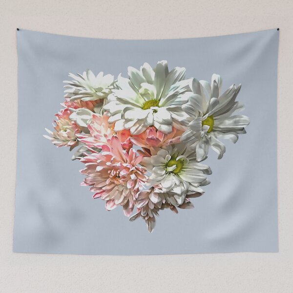Item preview, Daisies and Pink Chrysanthemums Heart designed and sold by Susan Savad.