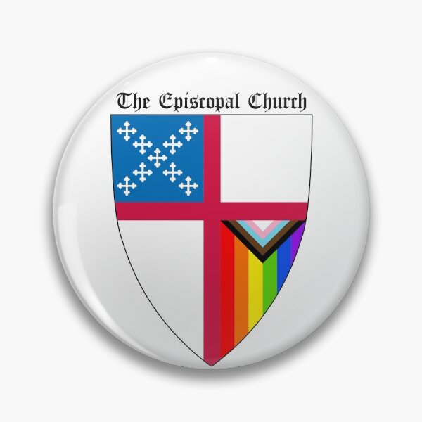 Vista previa del artículo con la obra «Escudo de la Iglesia Episcopal con la Bandera del Orgullo Progresista Arco Iris Vertical - Le da la Bienvenida 1», diseñado y vendido por litmusician.