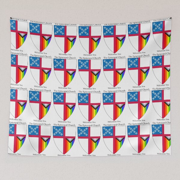 Item preview, Episcopal Church Shield with Progressive Pride Flag Vertical Rainbow - Welcomes You 2 designed and sold by litmusician.