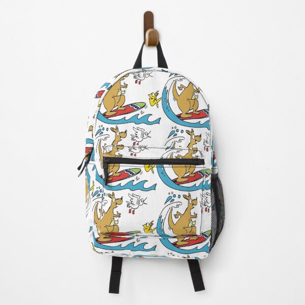Item preview, Cute cartoon kangaroo having fun riding wave on surfboard designed and sold by Al Benge.