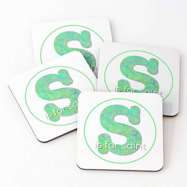 Item preview, Green letter ‘S is for saint’ fun monogram designed and sold by AMSonArt.