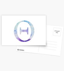 Theta Blue Watercolor Letter Postcards