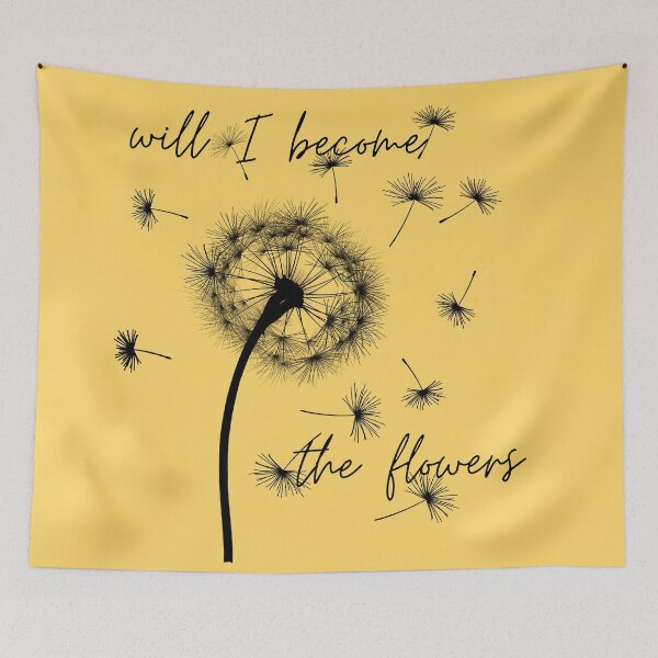Item preview, Will I Become The Flowers // dark academia quotes dandelion seeds illustration designed and sold by vela-ramhorn.