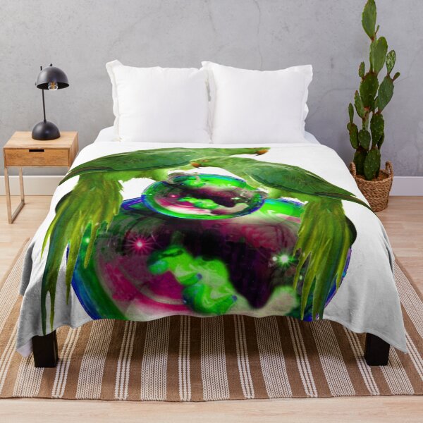 Item preview, FANTASY ART GREEN PARROTS ON GREEN BUBBLES designed and sold by sharlesart.