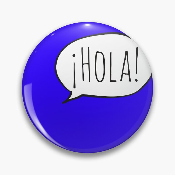 Item preview, Cheerful ¡HOLA! with white speech bubble on blue (Español / Spanish) designed and sold by Ofeefee.